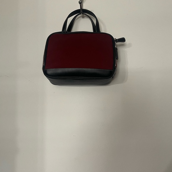Coach mini satchel burgundy canvas with black leather trim and straps - Picture 4 of 5